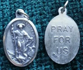 1 Oval Oxidized Saint Bernard Pray for Us Medal