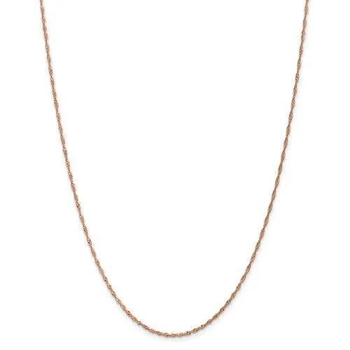 14K Rose Gold 1 mm Singapore Chain Available Sizes 16-24