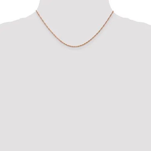 14K Rose Gold 1 mm Singapore Chain Available Sizes 16-24