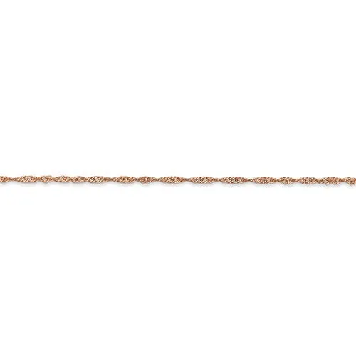 14K Rose Gold 1 mm Singapore Chain Available Sizes 16-24