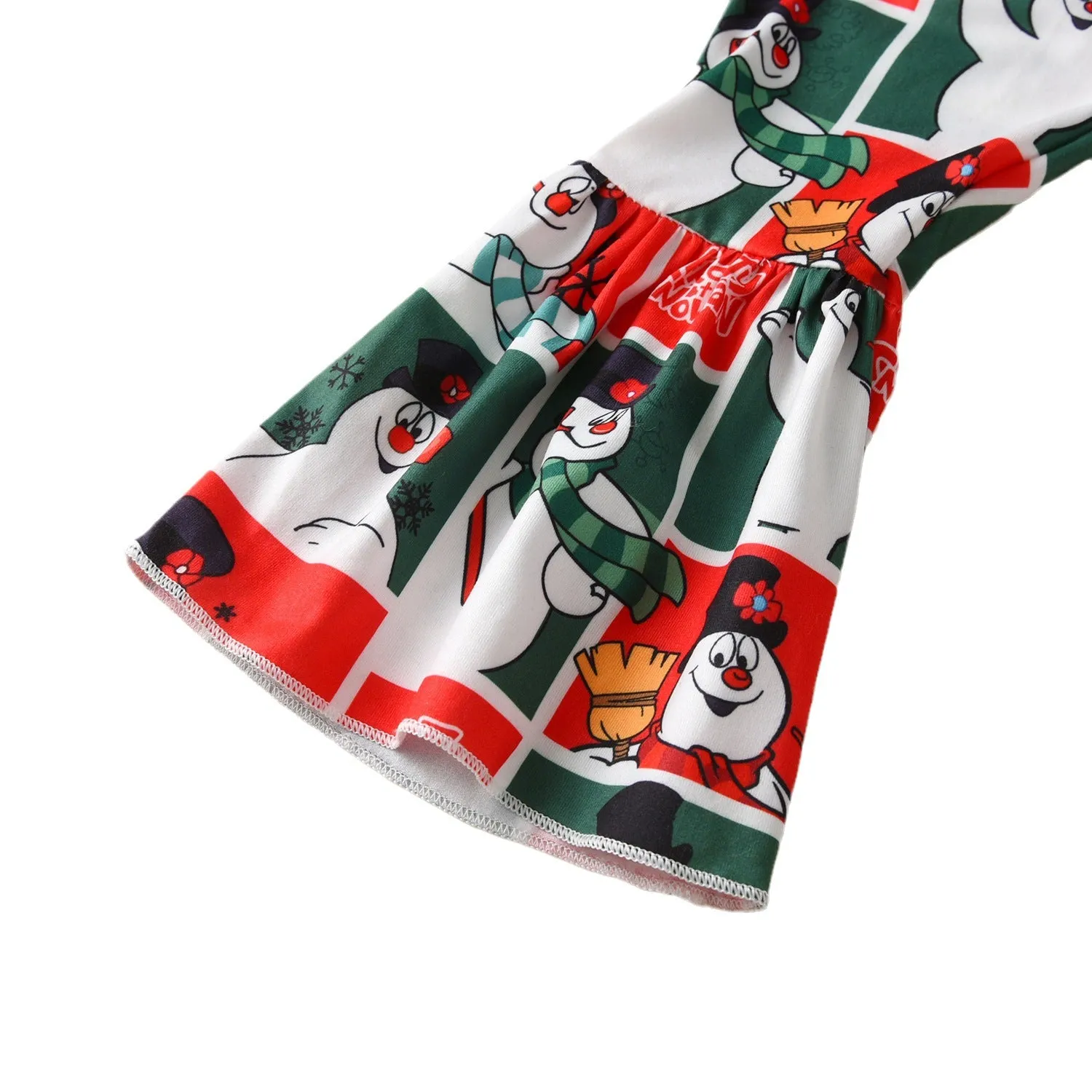 2 Pieces Set Baby Kid Girls Christmas Letters Print Tops And Cartoon Pants Wholesale 23101526