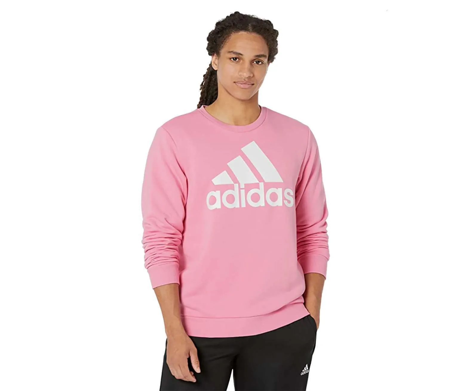 adidas Men’s Essentials Big Logo Fleece Sweatshirt – Bliss Pink