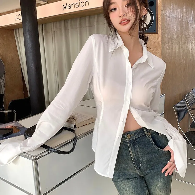 Back Lace-Up White Shirt