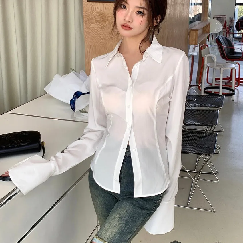 Back Lace-Up White Shirt