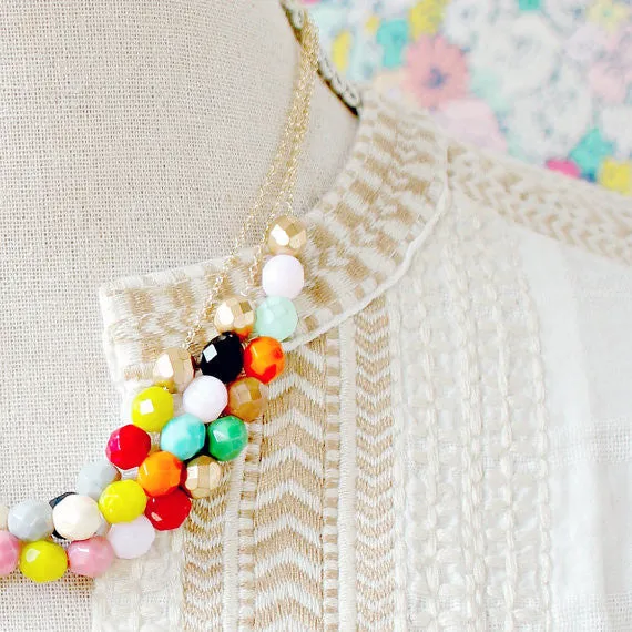 Beaded Three Strand Statement Necklace