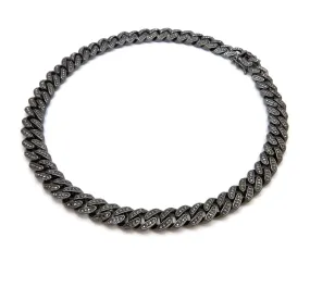 Black Cuban Link Chain with Black Stones