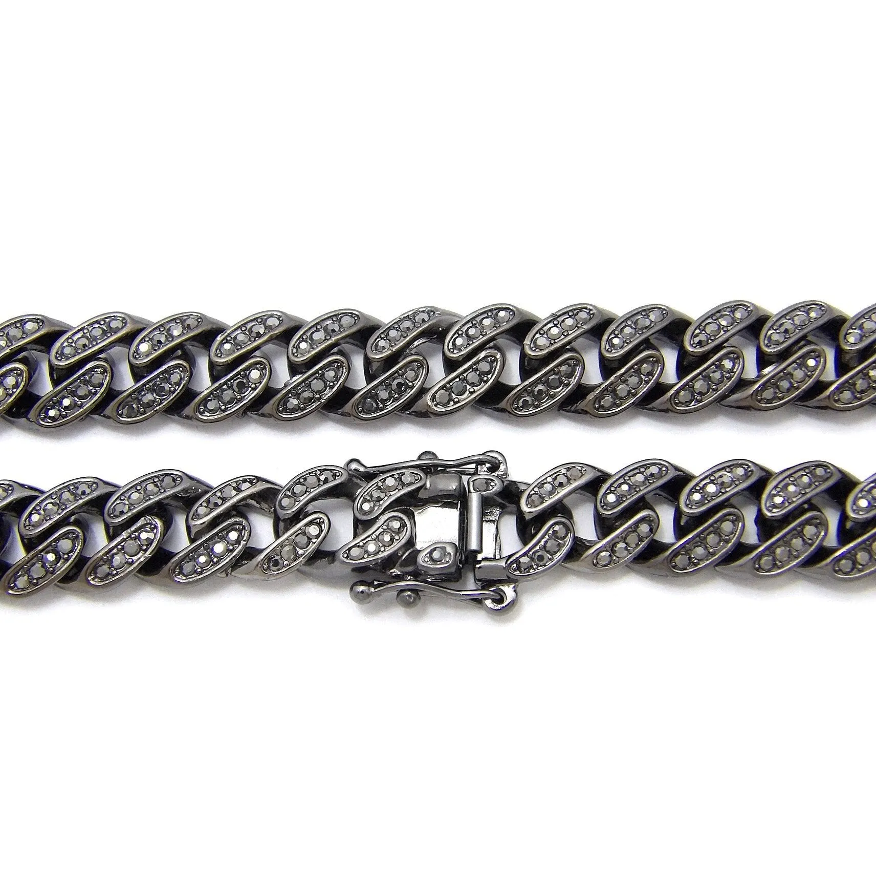 Black Cuban Link Chain with Black Stones