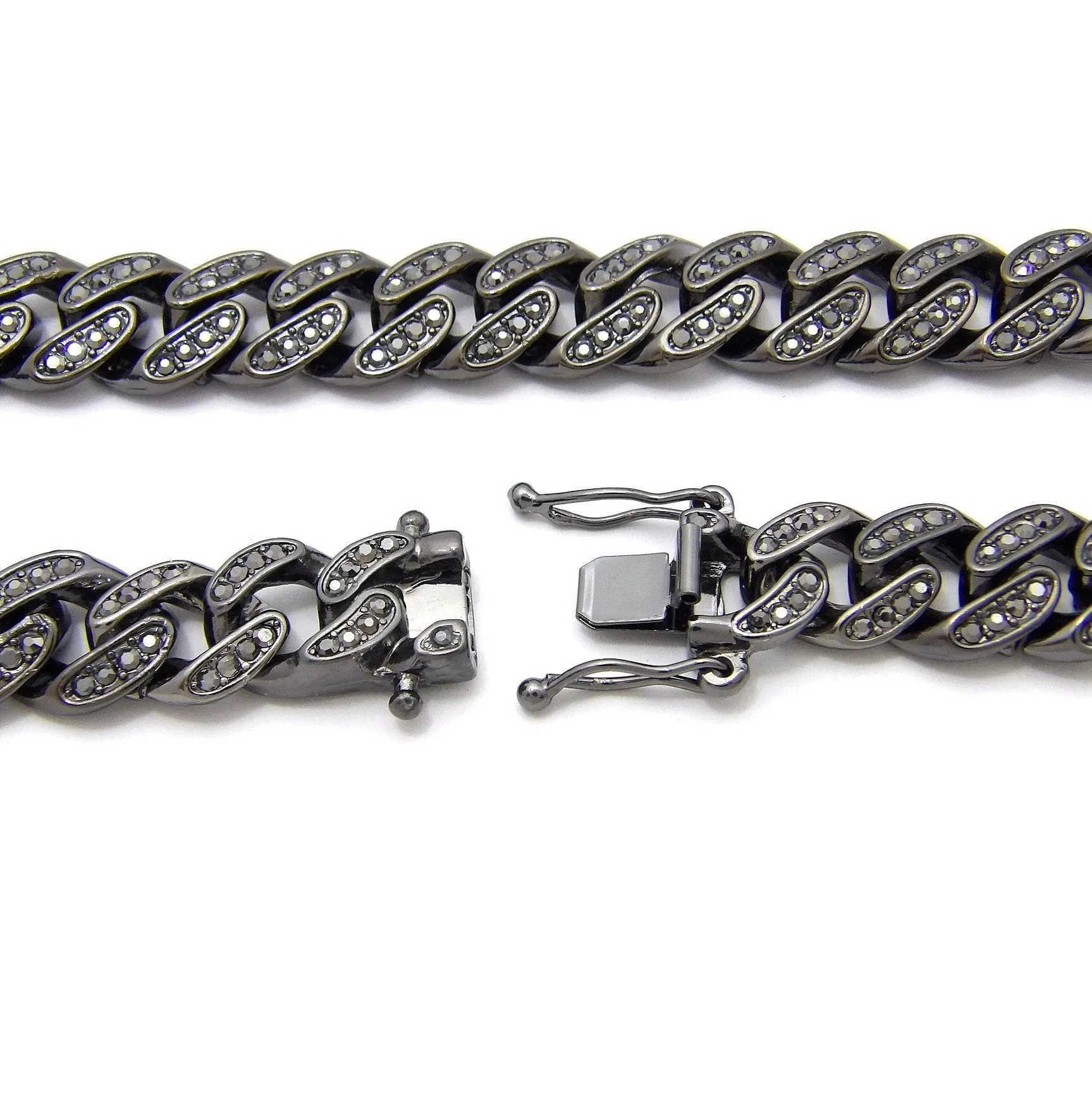 Black Cuban Link Chain with Black Stones