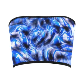 Blue Psychedelic Warp Bandeau Top