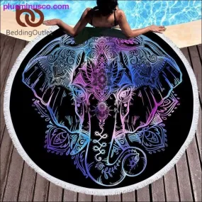 Bohemian Round Beach Towel Boho Indian Tassel Tapestry Floral Yoga Mat Lotus Flower Toalla Blanket