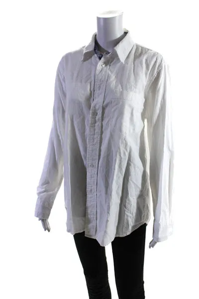 Castaway Clothing Women's Collar Long Sleeves Button Down Shirt White Size S