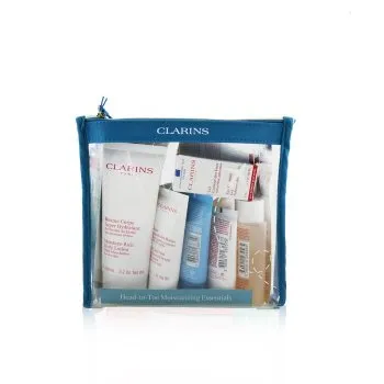 Clarins Head-to-Toe Moisturizing Essentials Set: Facial Cleanser+Eye Gel+Beauty Flash Balm+Hydra-Essentiel Cream+Body Lotion+Han