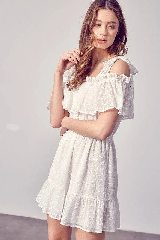 CLASSIC & FLOWY COLD SHOULDER RUFFLE DRESS