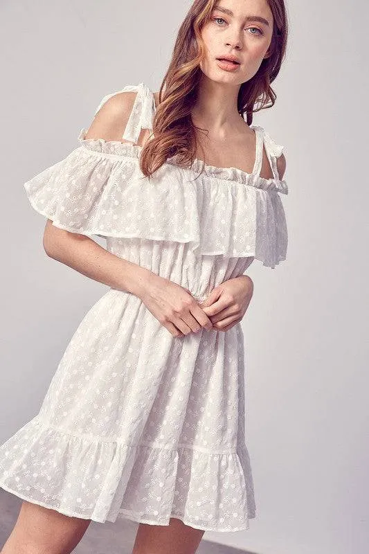 CLASSIC & FLOWY COLD SHOULDER RUFFLE DRESS