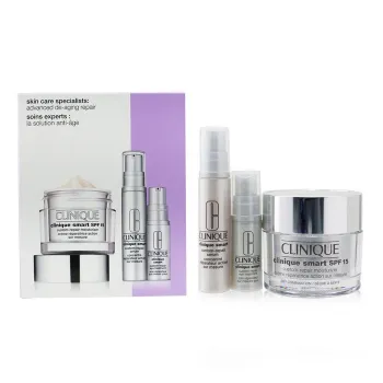 Clinique Skincare Specialists Clinique Smart Custom-Repair Set: Moisturizer SPF 15 50ml + Serum 10ml + Eye Treatment 5ml 3pcs -1