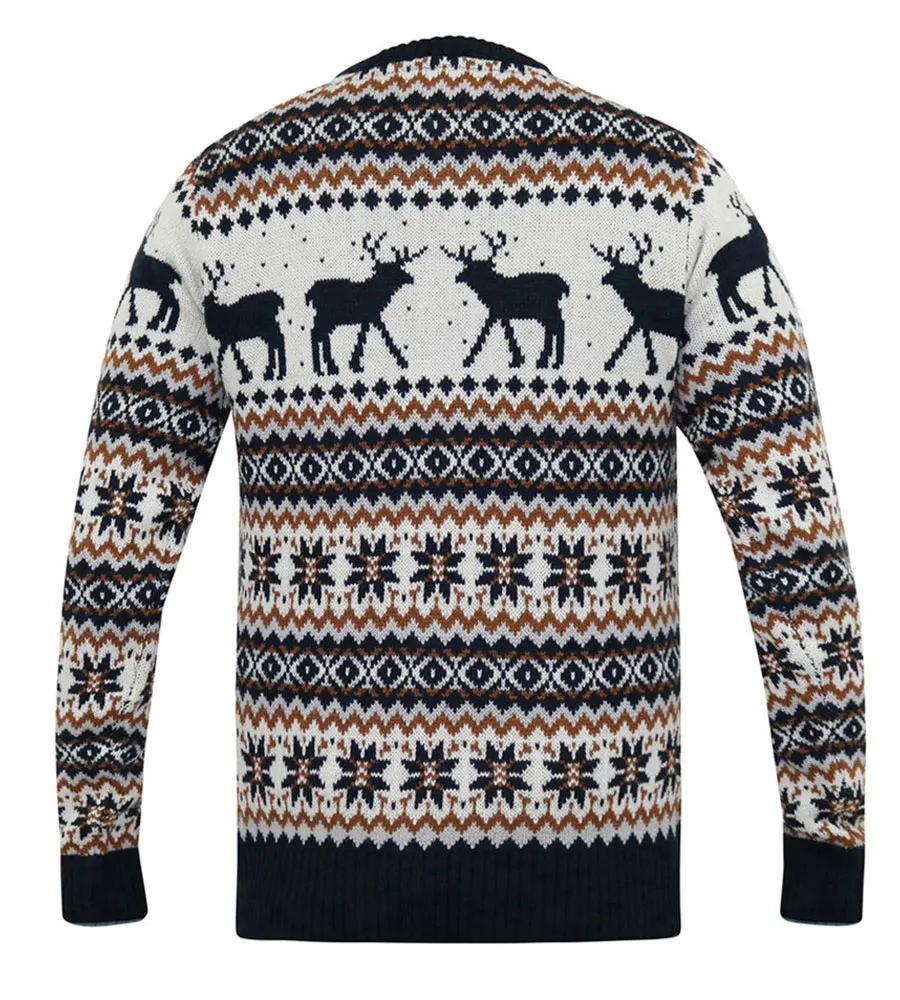 D555 Big Mens Christmas Jumper With Reindeer Design (ANTLER)