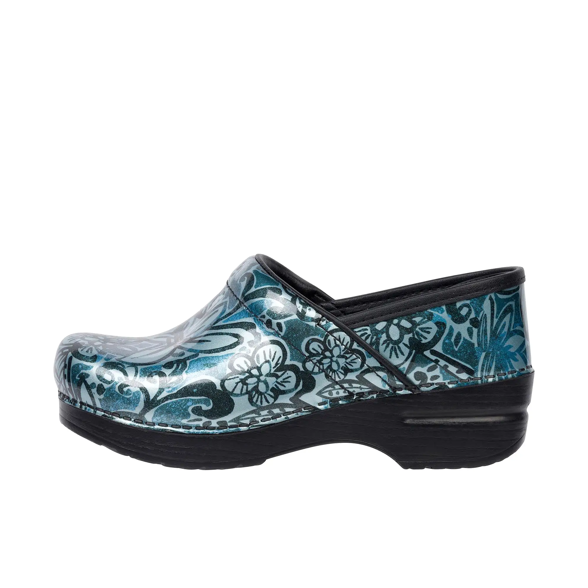 Dansko Womens Patent Professional Denim Floral