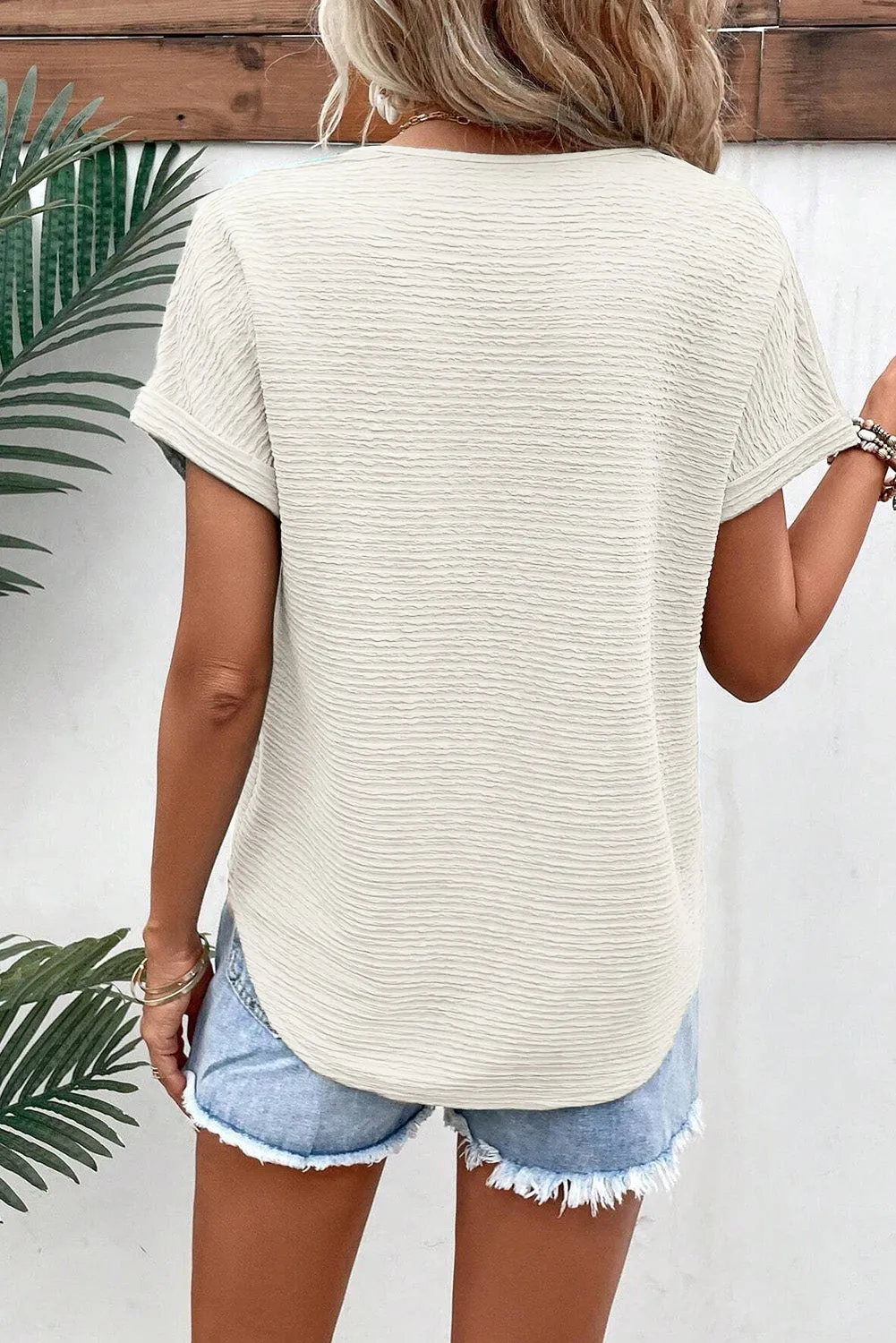 Erin Textured V-Neck Top