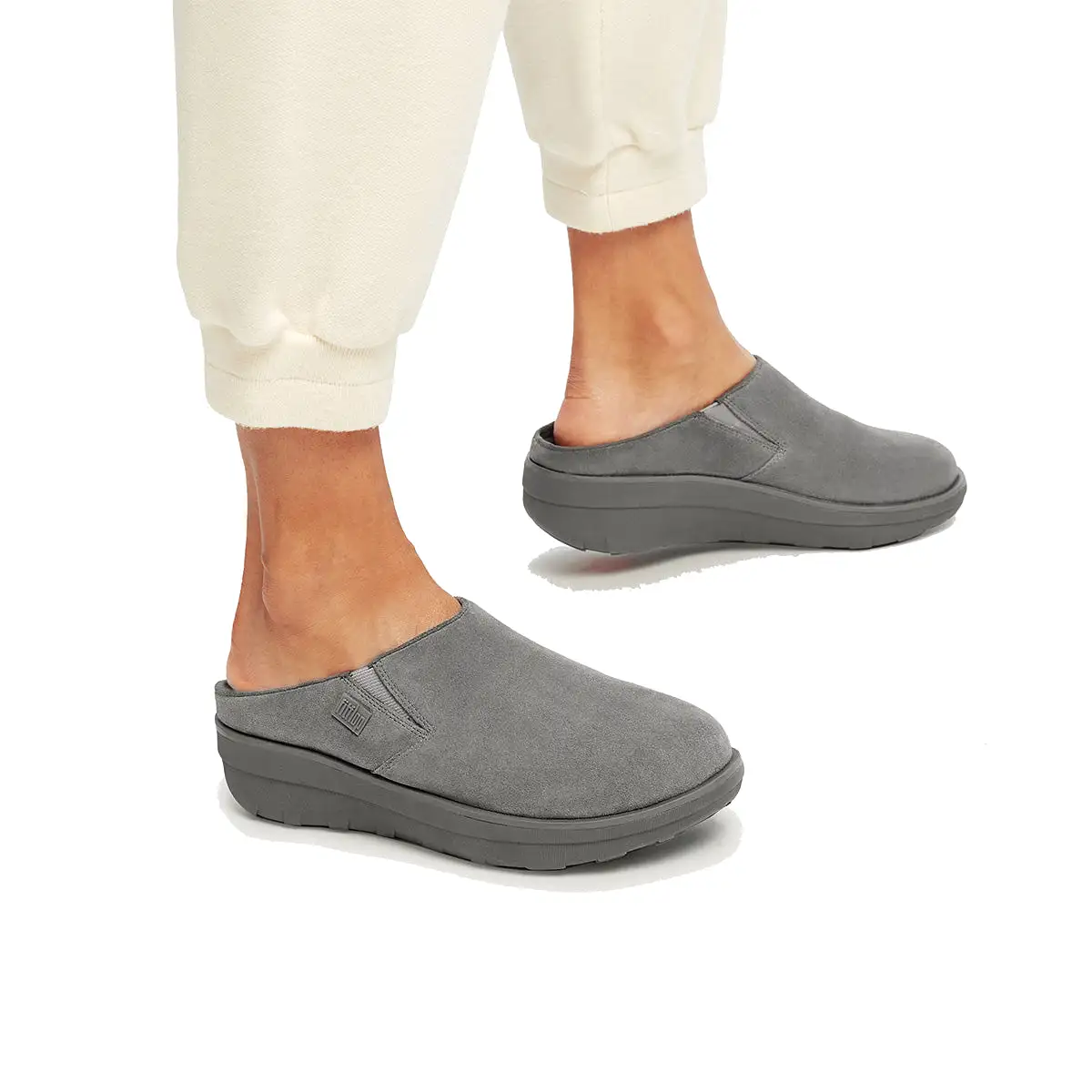 Fit Flop Loaff Suede Clogs Grey   