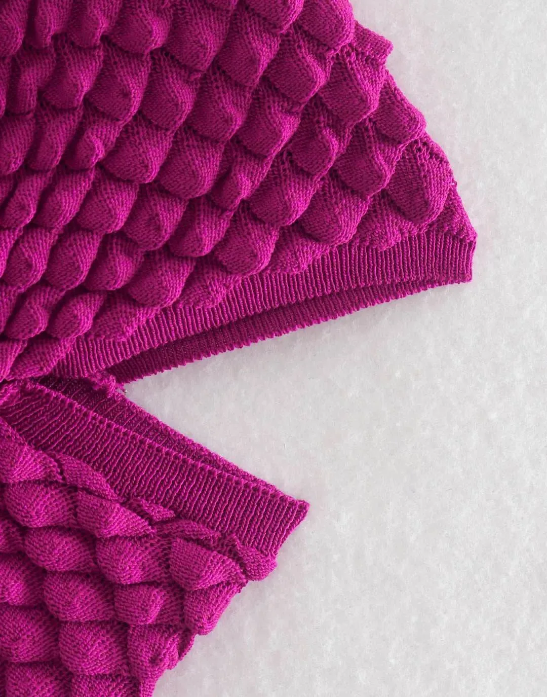 Fuschia Shell Knitted Crop Top