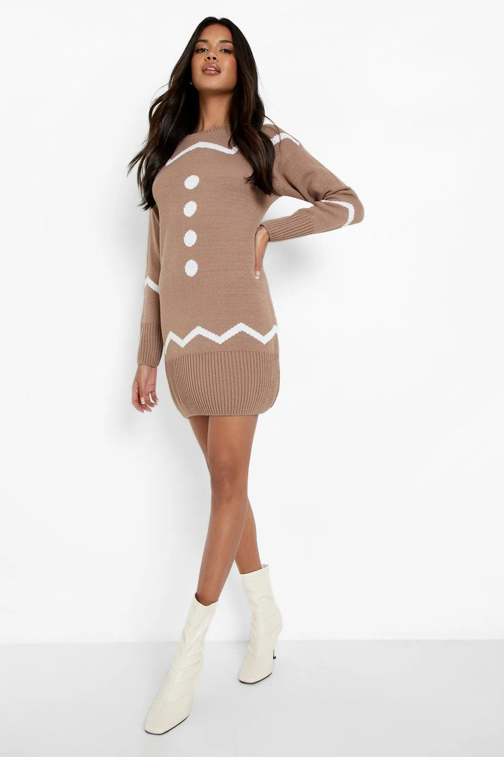 Gingerbread Christmas Sweater Dress