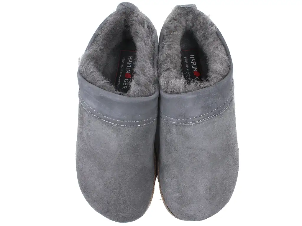 Haflinger Clogs Sheepskin Snowbird Grey