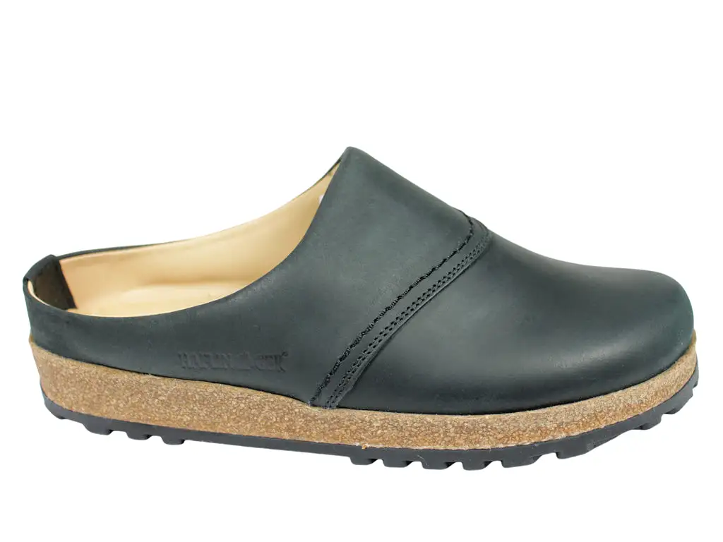 Haflinger Leather Clogs Esbjerg Black