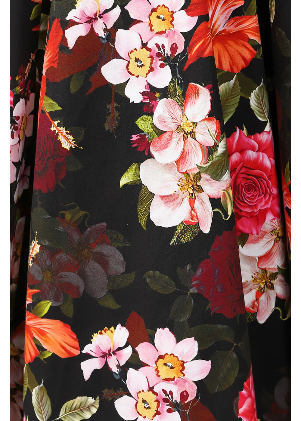 Hearts & Roses Kali Floral 50's Swing Dress Black