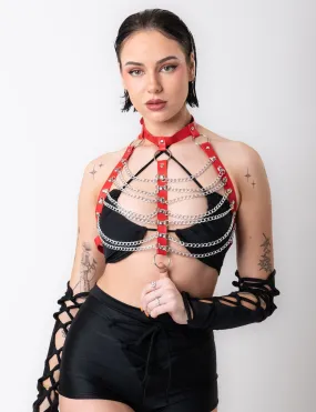 IN CHAINS HARNESS TOP - RED