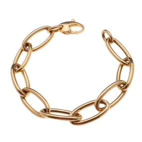 Large 18K Gold Elongated Round Link Bracelet