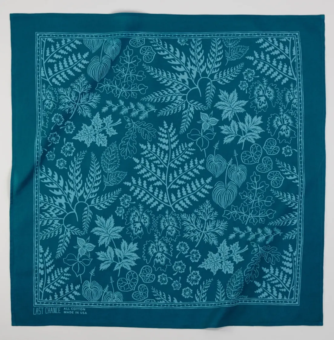 Last Chance Textiles: Organic Cotton Leafy Bandana - Lake