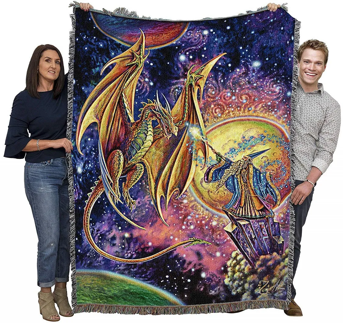 Magic Dragon & Wizard Tapestry Blanket