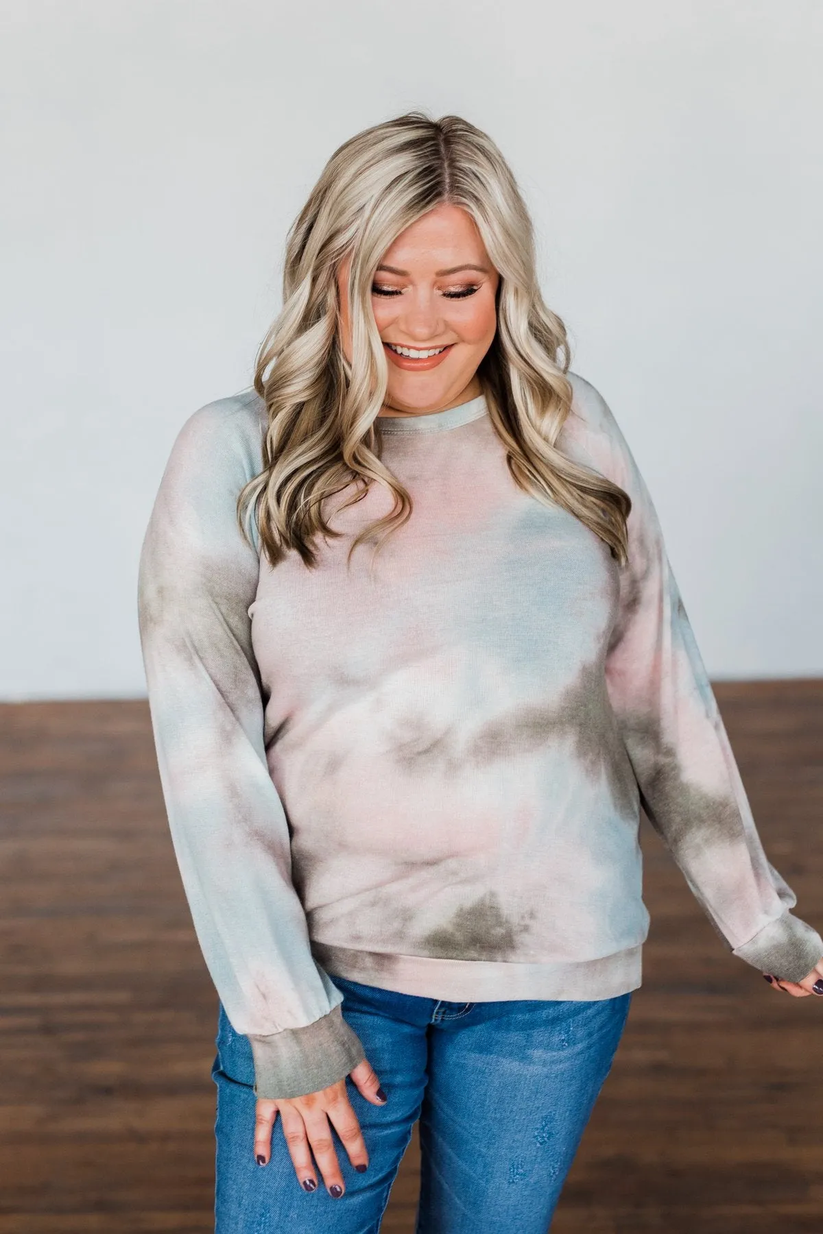 Make Your Dreams Happen Tie Dye Top- Olive, Pink, & Blue