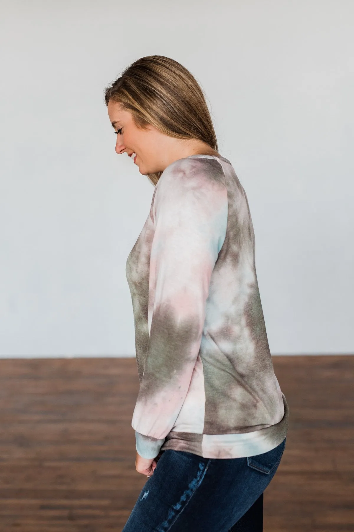 Make Your Dreams Happen Tie Dye Top- Olive, Pink, & Blue