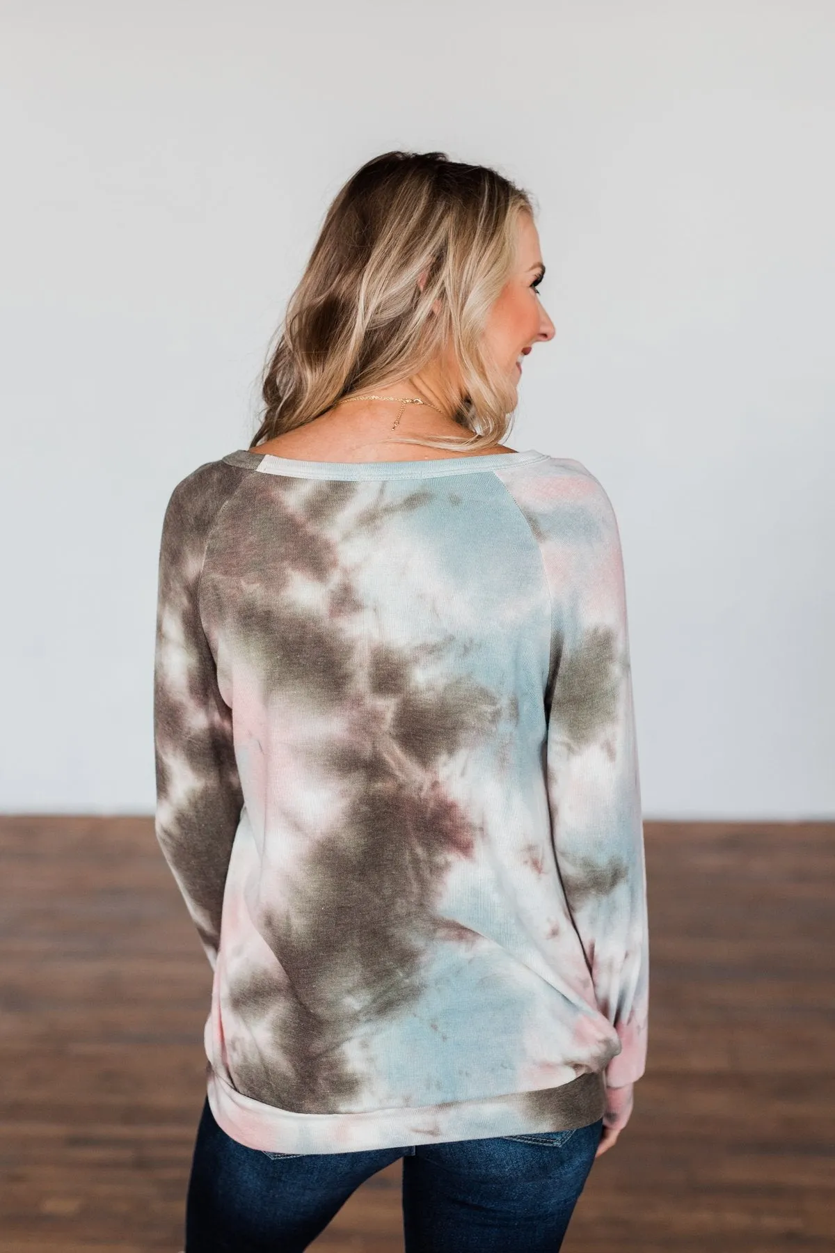 Make Your Dreams Happen Tie Dye Top- Olive, Pink, & Blue