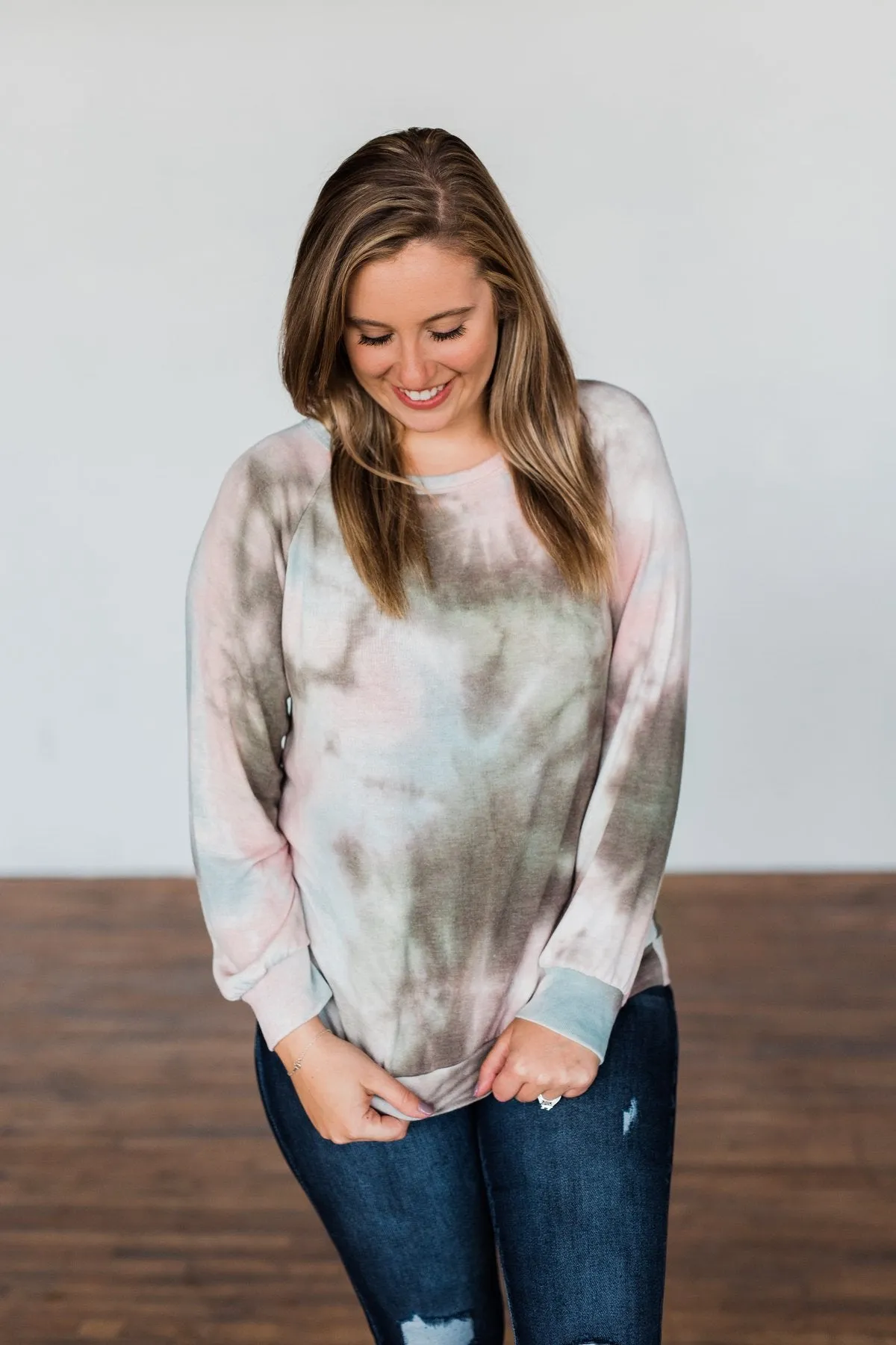 Make Your Dreams Happen Tie Dye Top- Olive, Pink, & Blue