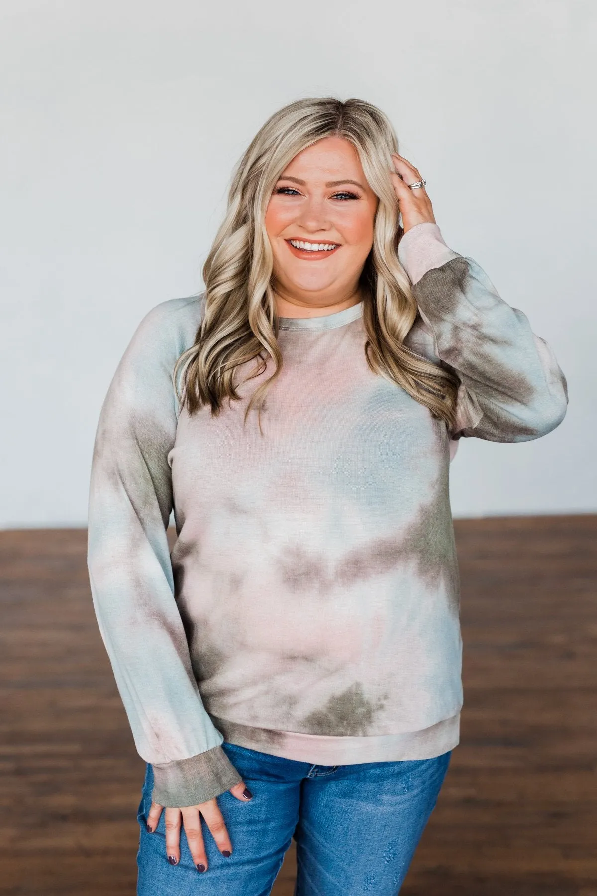 Make Your Dreams Happen Tie Dye Top- Olive, Pink, & Blue