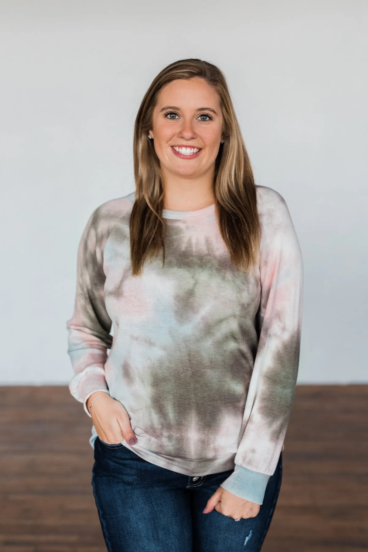 Make Your Dreams Happen Tie Dye Top- Olive, Pink, & Blue