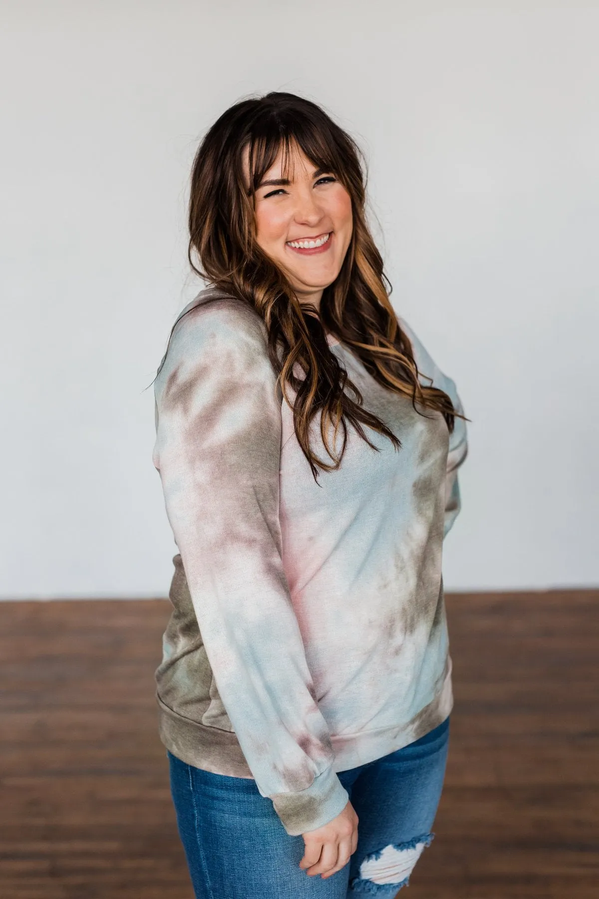 Make Your Dreams Happen Tie Dye Top- Olive, Pink, & Blue