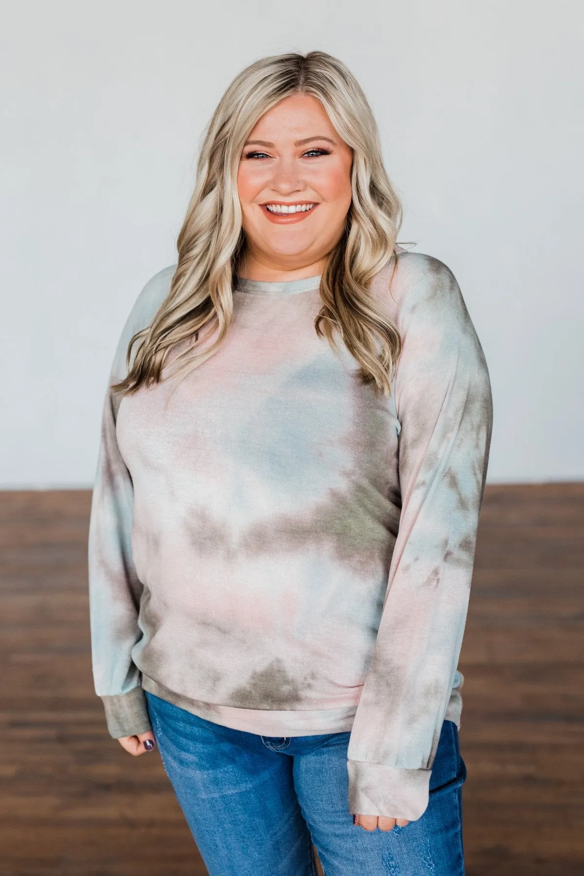 Make Your Dreams Happen Tie Dye Top- Olive, Pink, & Blue