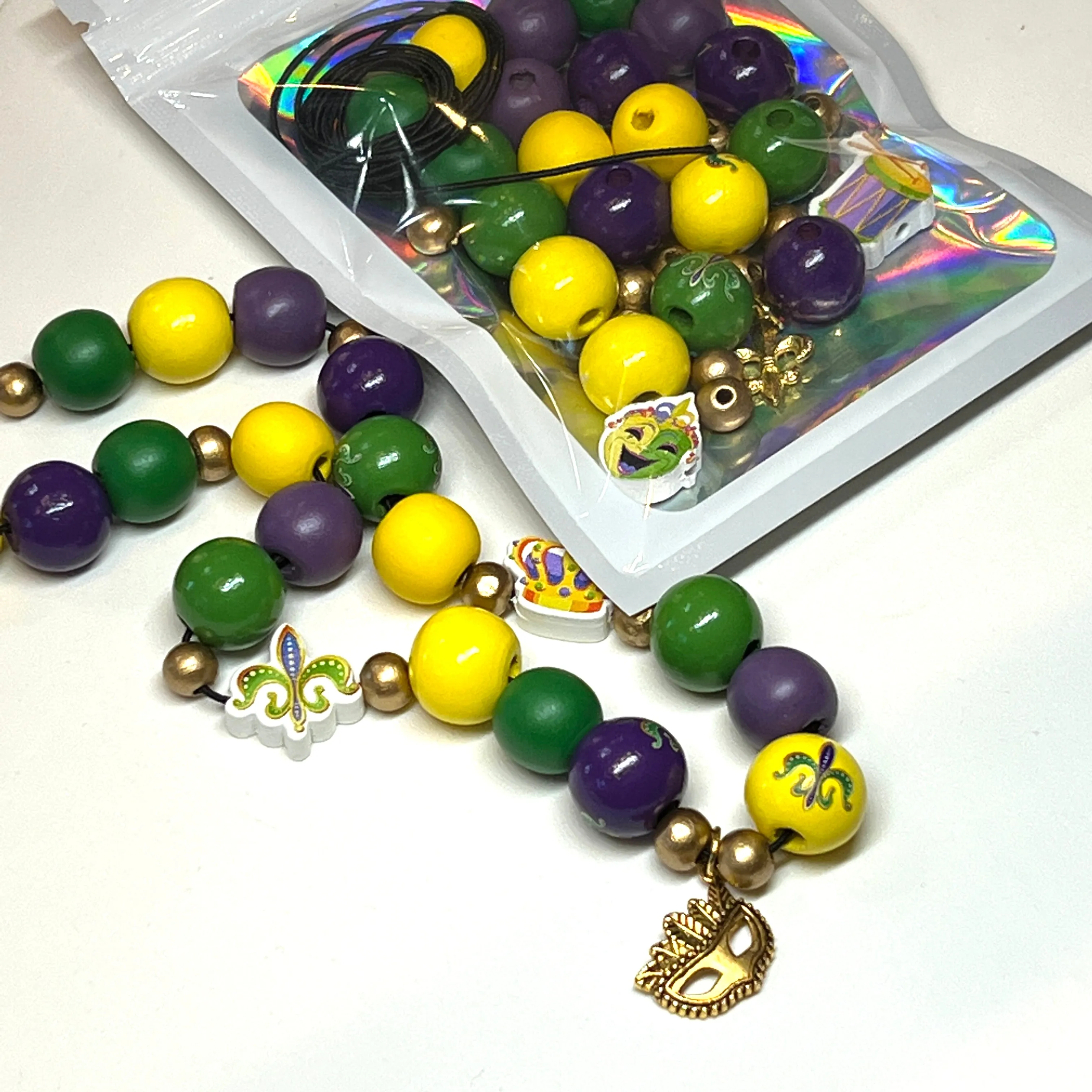 Mardi Gras Wooden Bead Kits