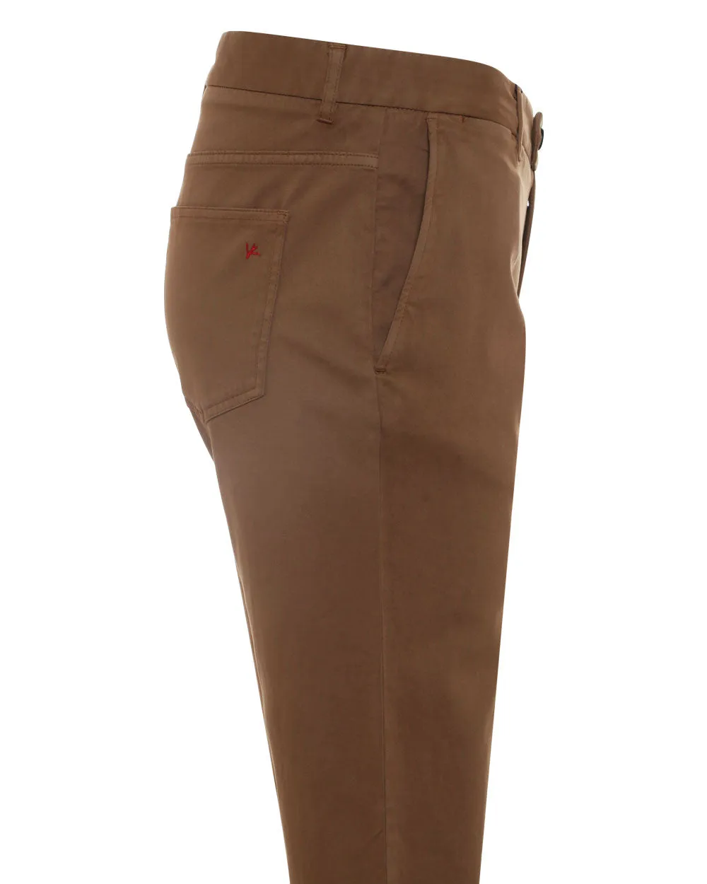 Medium Brown Cotton Blend Chino Pant