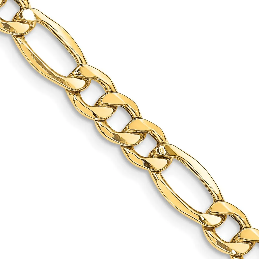 Men's 8.5mm 14K Yellow Gold Hollow Figaro Chain Necklace