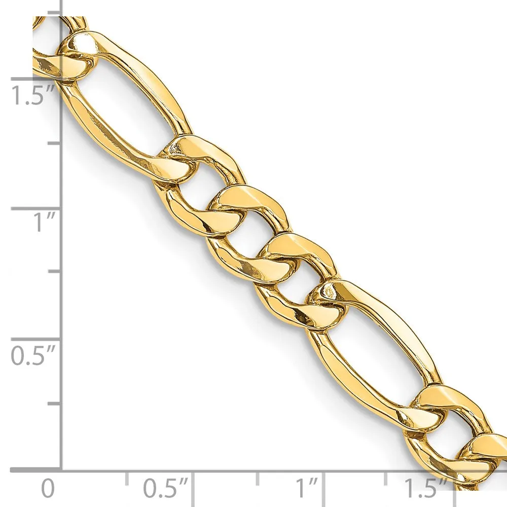 Men's 8.5mm 14K Yellow Gold Hollow Figaro Chain Necklace