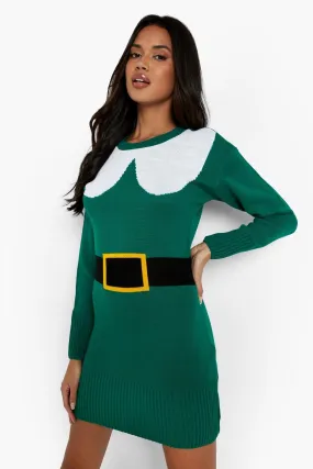 Mrs Elf Christmas Sweater Dress