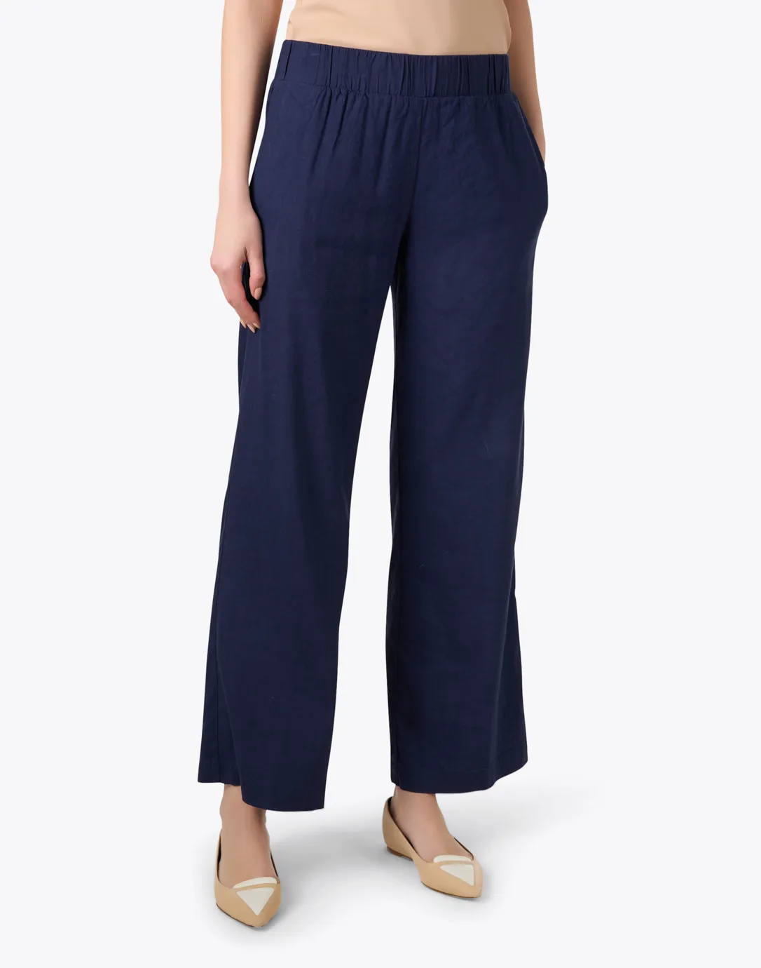 Navy Linen Blend Pant