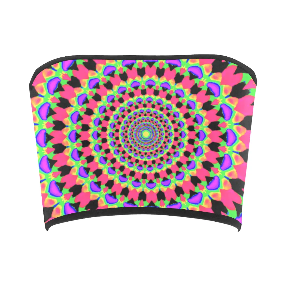 Neon Kaleidoscope Mandala Bandeau Top