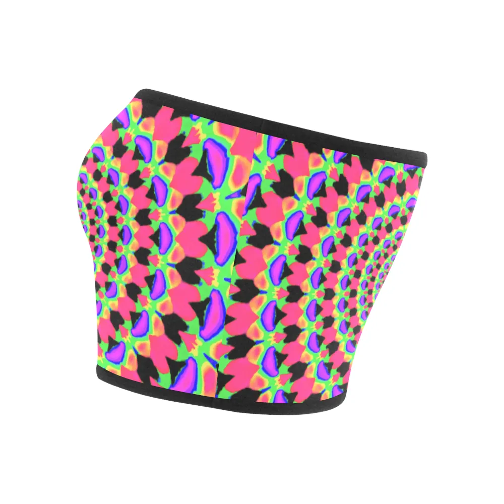 Neon Kaleidoscope Mandala Bandeau Top