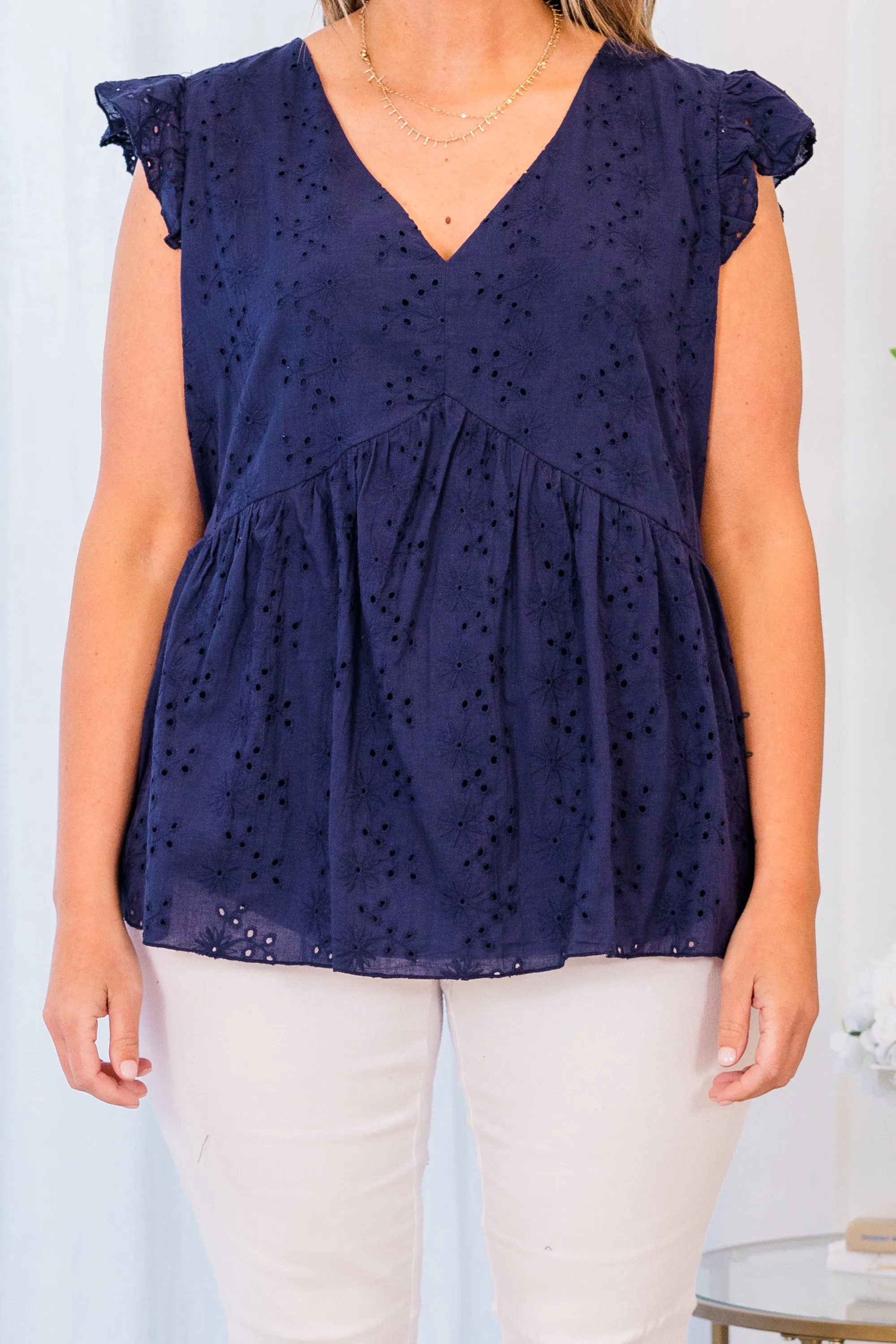 Never Felt This Way Babydoll Top, Navy