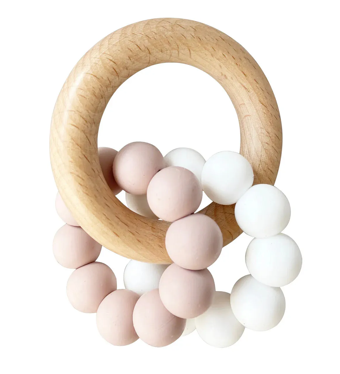 Petal Pink Heritage Knit Baby Blanket & Beechwood Teether Bundle